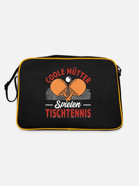 Coole Mütter spielen Tischtennis Geschenk - Retro Tasche - Schwarz/Gold - Hinten