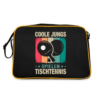 Coole Jungs spielen Tischtennis - Retro Tasche - Schwarz/Gold - Hinten