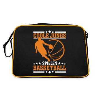 Geschenk für Junge Jungs spielen Basketball - Retro Tasche - Schwarz/Gold - Hinten