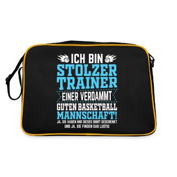 Ich bin stolzer Trainer einer verdammt guten Baske - Retro Tasche - Schwarz/Gold - Hinten