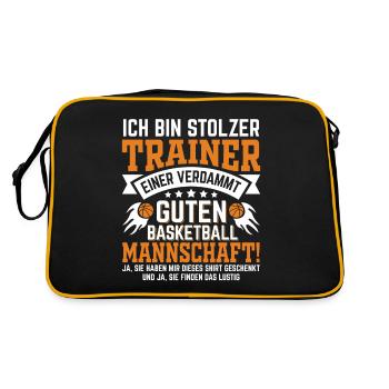 Ich bin stolzer Trainer einer verdammt guten Baske - Retro Tasche - Schwarz/Gold - Hinten
