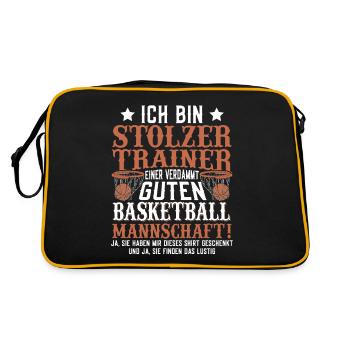 Ich bin stolzer Trainer einer verdammt guten Baske - Retro Tasche - Schwarz/Gold - Hinten
