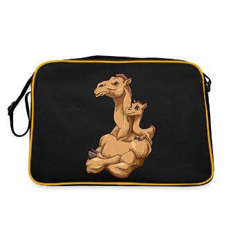 Starkes Kamel mit Kamel Kind für einen Kamel - Retro Tasche - Schwarz/Gold - Hinten