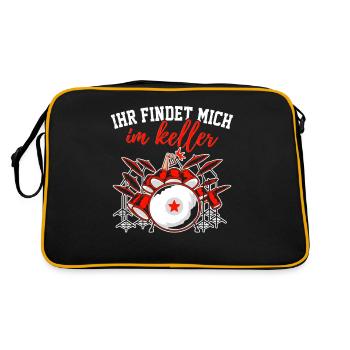 Ihr findet mich im Keller Schlagzeug - Retro Tasche - Schwarz/Gold - Hinten