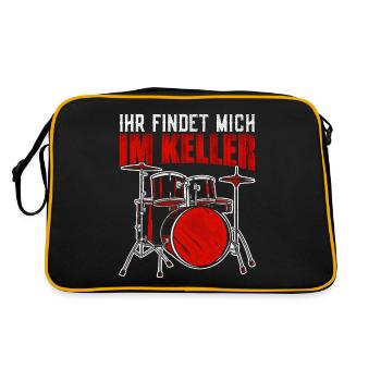Ihr findet mich im Keller Schlagzeug - Retro Tasche - Schwarz/Gold - Hinten