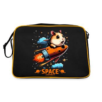 Space Hamster Hamster Lovers Space Design - Retro Bag - black/gold - Back