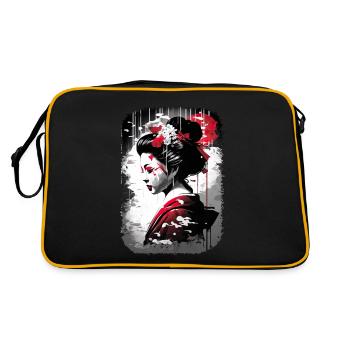 Japan Tradition Japanisch Kultur Frau - Retro Tasche - Schwarz/Gold - Hinten