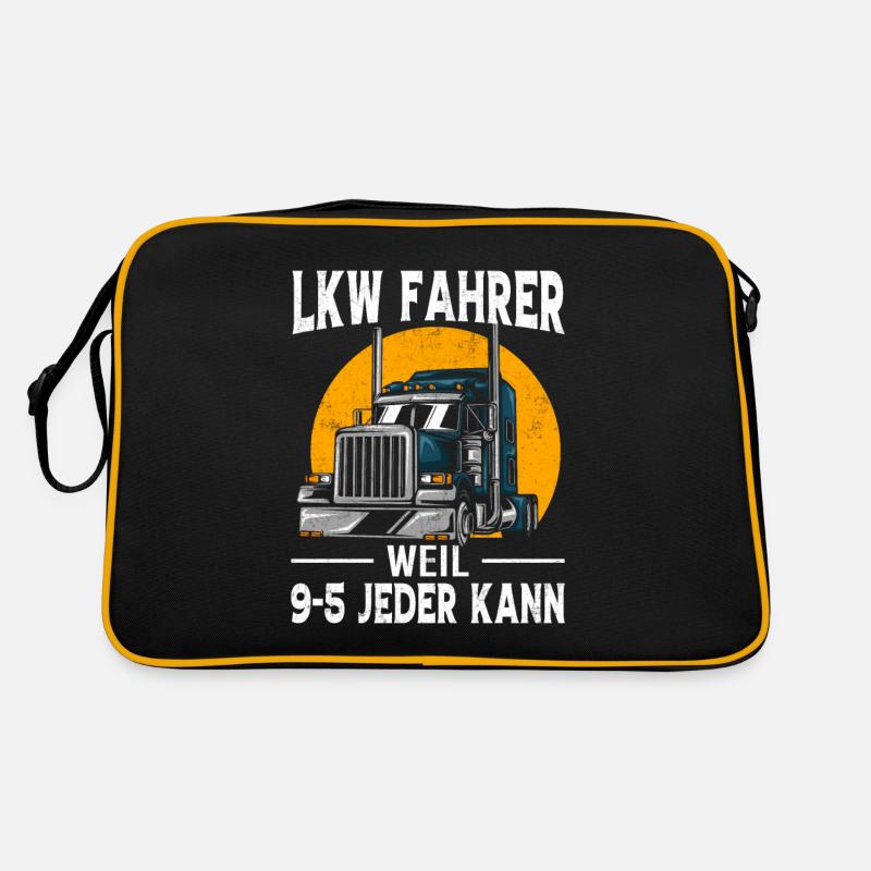 LKW Fahrer Geschenk Brummi Vater Jubiläum - Retro Tasche - Schwarz/Gold