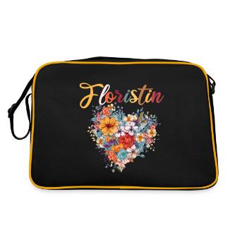 Floristin für eine Floristin - Retro Tasche - Schwarz/Gold - Hinten