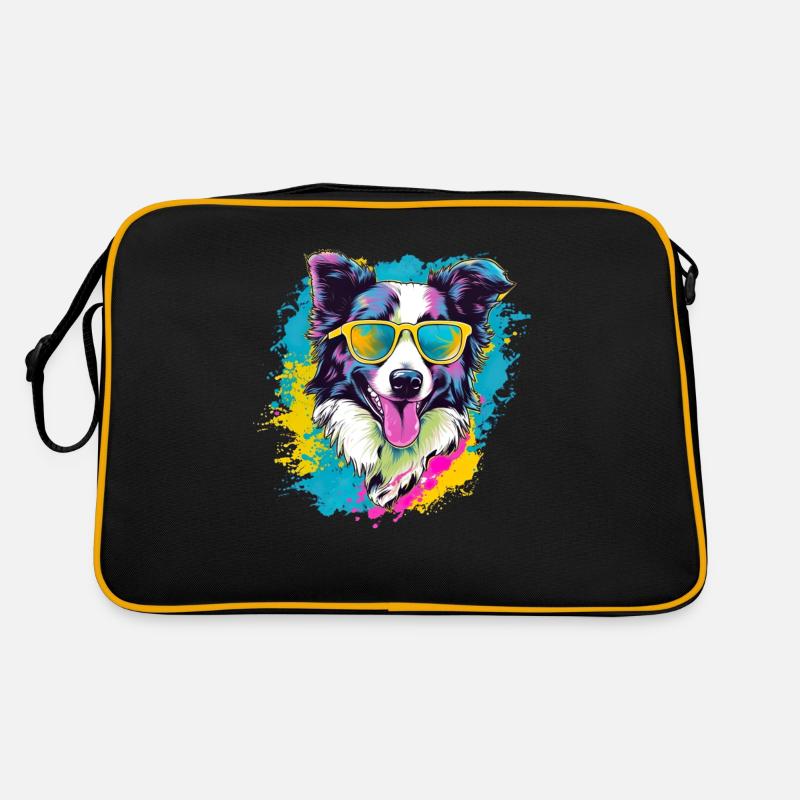 Border Collie Hund Hunderasse Retro Tasche