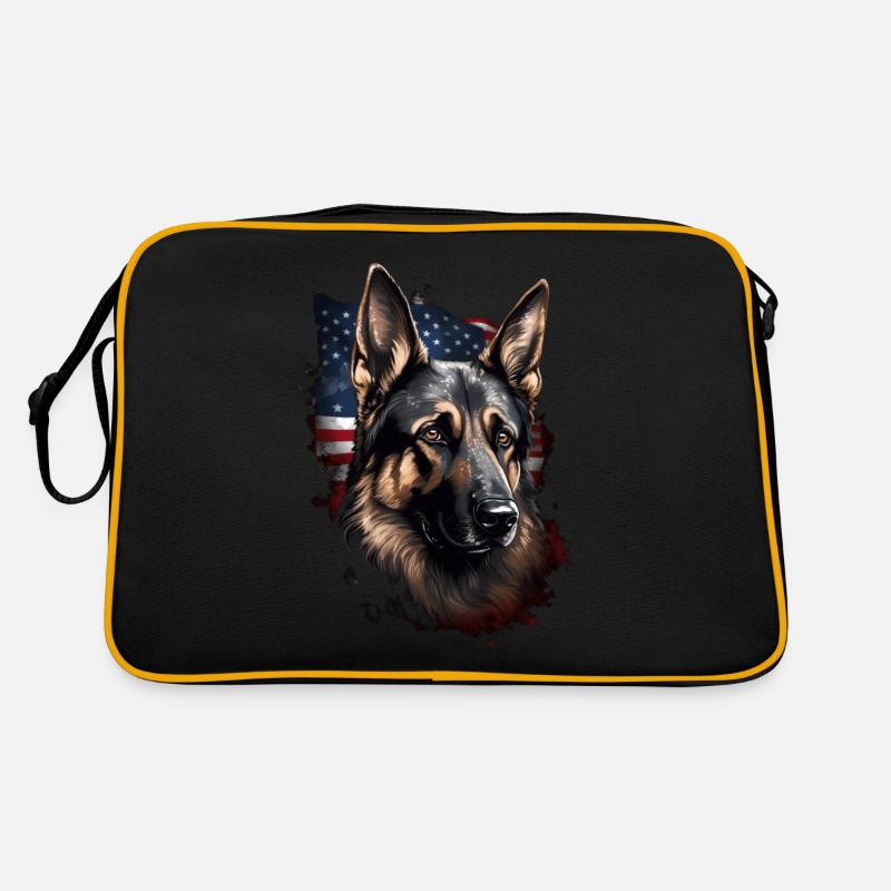 German Shepherd American Flag Proud Dog Retro Bag