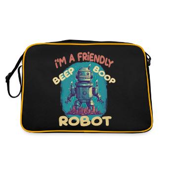 I'm A Friendly Robot Beep Boop - Retro Tasche - Schwarz/Gold - Hinten
