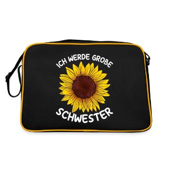 Ich werde große Schwester - Retro Tasche - Schwarz/Gold - Hinten