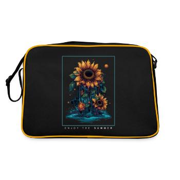 Psychedelische Sonnenblumen Garten Natur Geschenk - Retro Tasche - Schwarz/Gold - Hinten