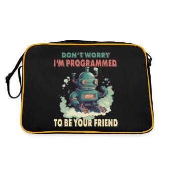 Don't Worry I'm Programmed To Be Your Friend - Retro Tasche - Schwarz/Gold - Hinten