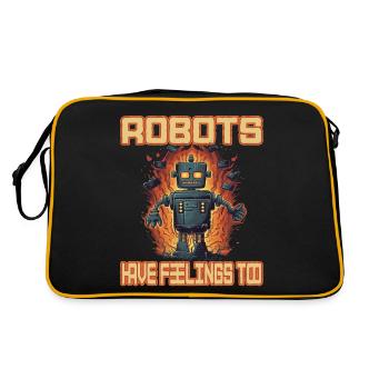 Robots Have Feeling Too - Retro Tasche - Schwarz/Gold - Hinten