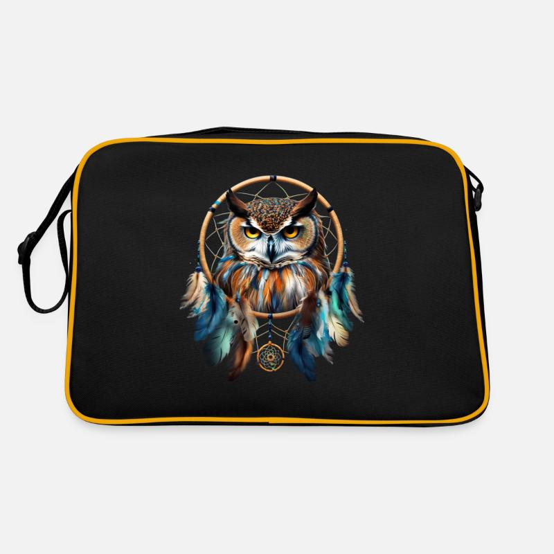 Eule Traumfänger Vogel Federn Retro Tasche