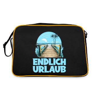 Urlaubsbereit Urlaub für einen Strandurlaub - Retro Tasche - Schwarz/Gold - Hinten