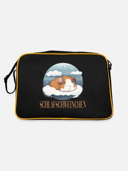 Meerschweinchen Schlafschweinchen - Retro Tasche - Schwarz/Gold