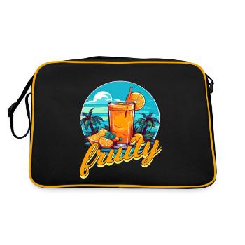 Fruity Summer Apfel Banane Orange Urlaub Meer - Retro Tasche - Schwarz/Gold - Hinten