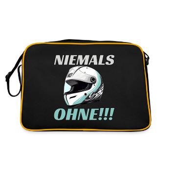 Niemals Ohne Motorradhelm Helm Sicherheit - Retro Tasche - Schwarz/Gold - Hinten