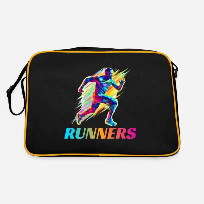 Dynamische Läufer Lauf Wettkampf - Retro Tasche - Schwarz/Gold