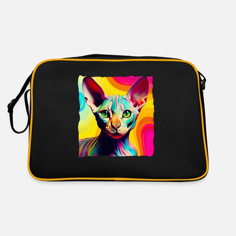 Coole Nacktkatze Pop Art - Retro Tasche - Schwarz/Gold