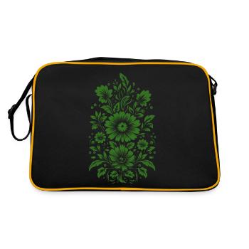 Beautiful green floral pattern - Retro Bag - black/gold - Back