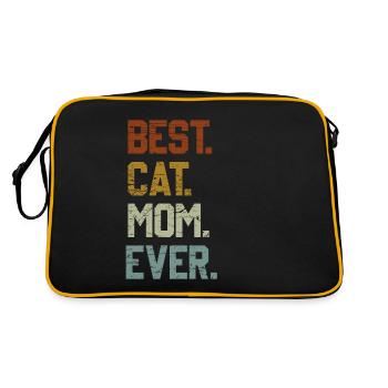 Beste Katzenmama Best Cat Mom Ever Katzenmotiv - Retro Tasche - Schwarz/Gold - Hinten