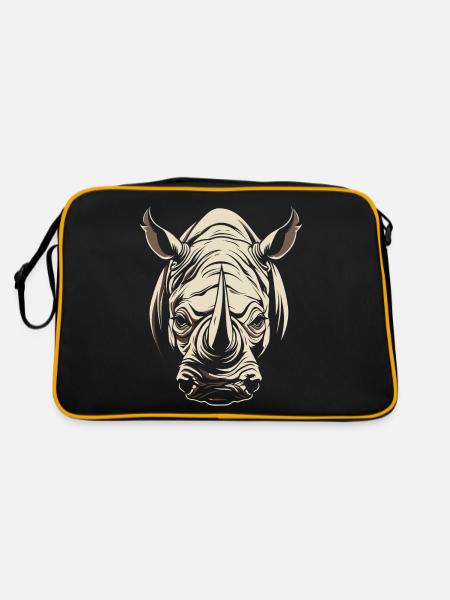 Rhino Africa Animal Motif Wildlife Animal Safari - Retro Bag - black/gold - Back