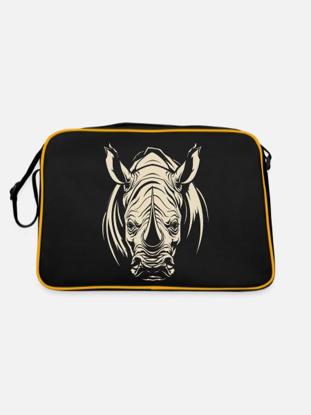 Rhino Africa Animal Motif Wildlife Animal Safari - Retro Bag - black/gold - Back