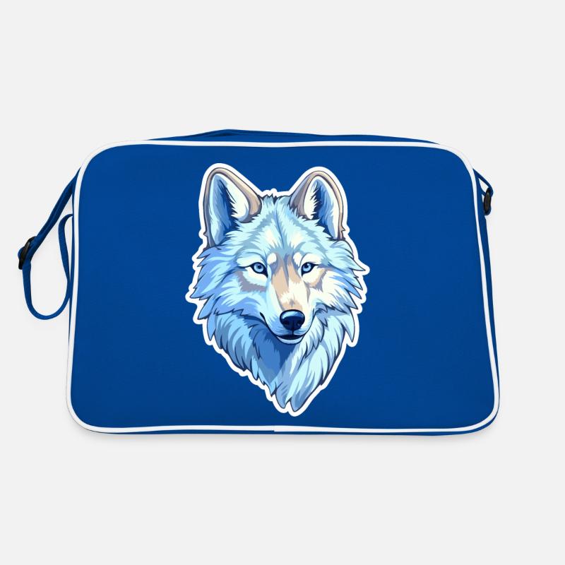 Wolf Kostüm blauer Wolfskopf Werwolf und Retro Tasche