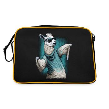 Llama Alpaca Animal Gift Idea - Retro Bag - black/gold - Back