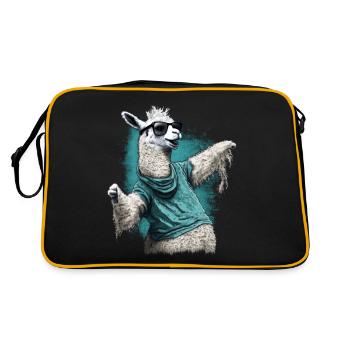 Dancing Llama Llamas Alpaca Animal Gift Idea - Retro Bag - black/gold - Back