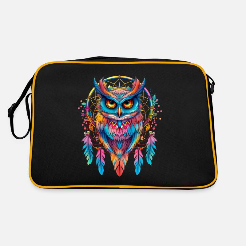 Eule Traumfänger Vogel Federn Retro Tasche