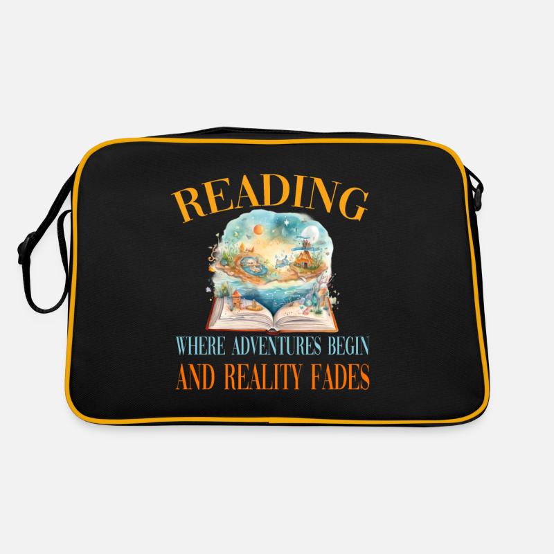 Reading Where Adventures Begin Reality Fades Retro Tasche