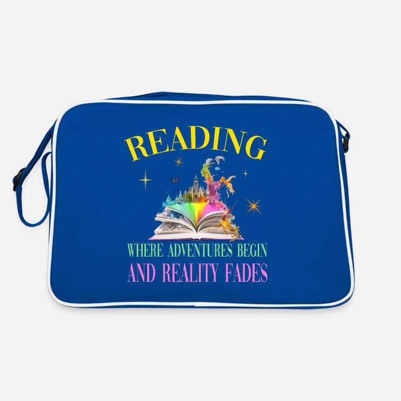 Reading Where Adventures Begin Reality Fades Retro Tasche