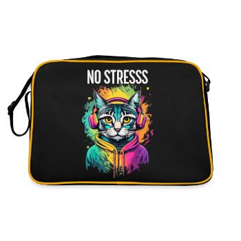 Cat motif music lover saying NO STRESS - Retro Bag - black/gold - Back