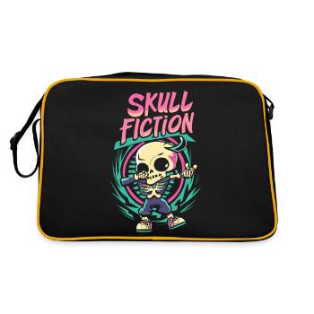 Skull Fiction Totenkopf Schädel Kunst Pixelart - Retro Tasche - Schwarz/Gold - Hinten