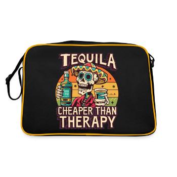 Funny saying: Tequila is Cheaper Than Therapy - Retro Bag - black/gold - Back