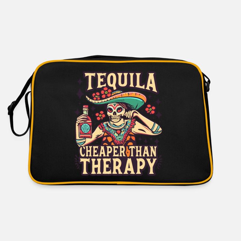 Tequila is Cheaper Than Therapy Lustiger Spruch Retro Tasche