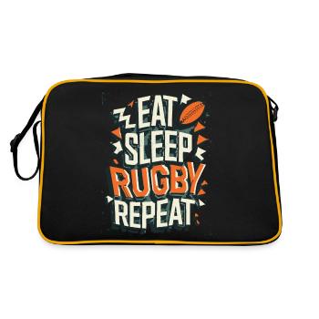 Manger dormir Rugby Répéter Sport Typographie - Sac Retro - noir/or - Dos