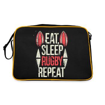 Manger dormir Rugby Répéter Sport Typographie - Sac Retro - noir/or - Dos