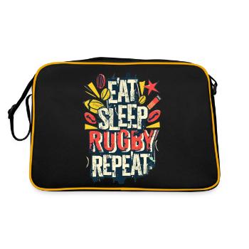 Manger dormir Rugby Répéter Sport Typographie - Sac Retro - noir/or - Dos