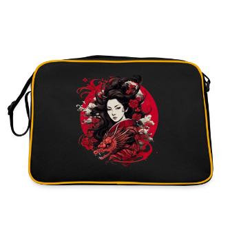 Japan Tradition Japanisch Kultur Frau - Retro Tasche - Schwarz/Gold - Hinten