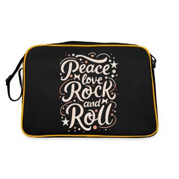 Peace Love Rock And Roll Statement Motto - Retro Tasche - Schwarz/Gold - Hinten