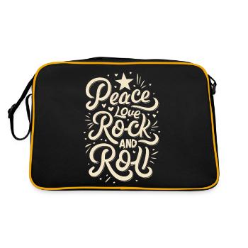 Peace Love Rock And Roll Statement Motto - Retro Bag - black/gold - Back