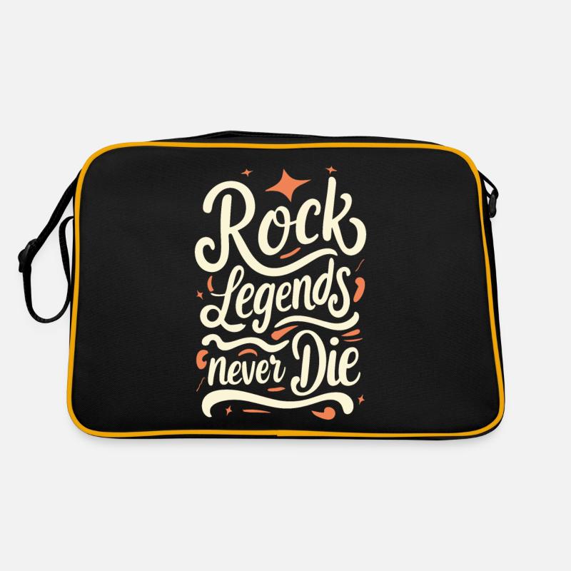 Rock Legends Never Die Rock N Roll Musik - Retro Tasche - Schwarz/Gold
