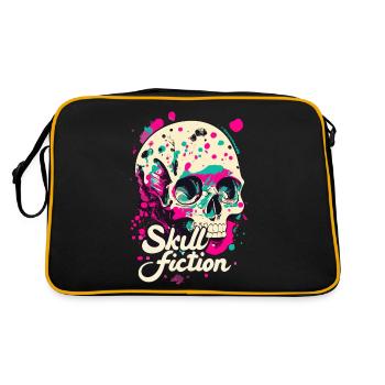 Skull Fiction Totenkopf Totenschädel - Retro Tasche - Schwarz/Gold - Hinten