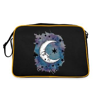 Lune étoiles aquarelle aquarelle espace extra-atmosphérique - Sac Retro - noir/or - Dos